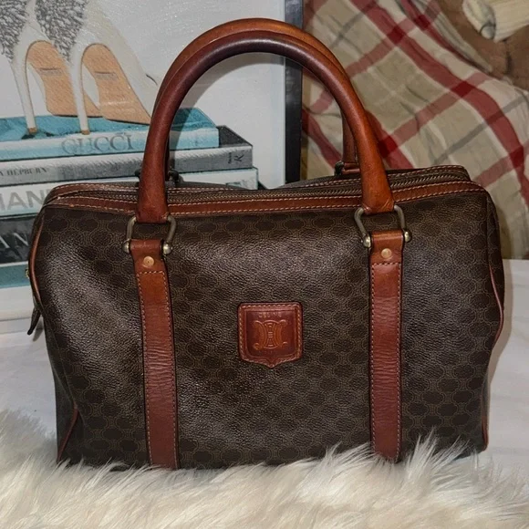 Celine Triomphe Macadam Monogram Logo Speedy 30 Boston Vintage Bag GUC - Picture 3 of 15